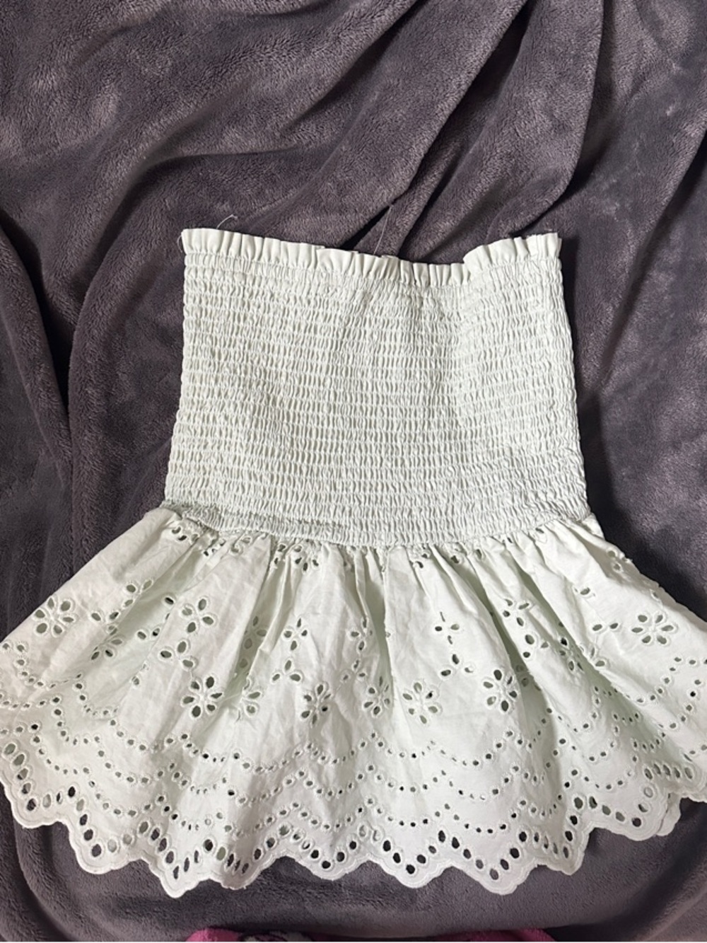 Women's mint green Eyelet Smocked Mini Skirt